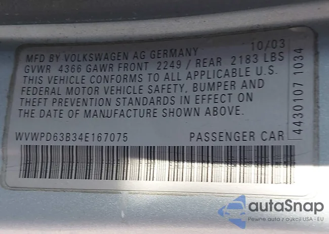 WVWPD63B34E167075: 44313491