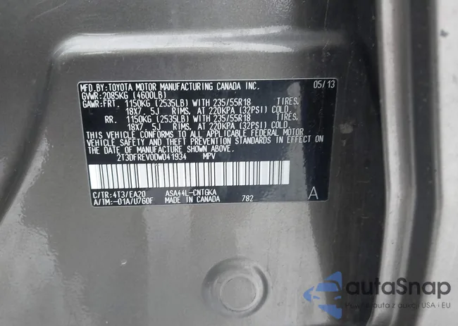 2T3DFREV0DW041934: 44313512