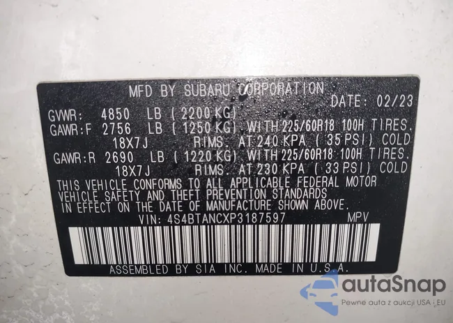 4S4BTANCXP3187597: 44313532