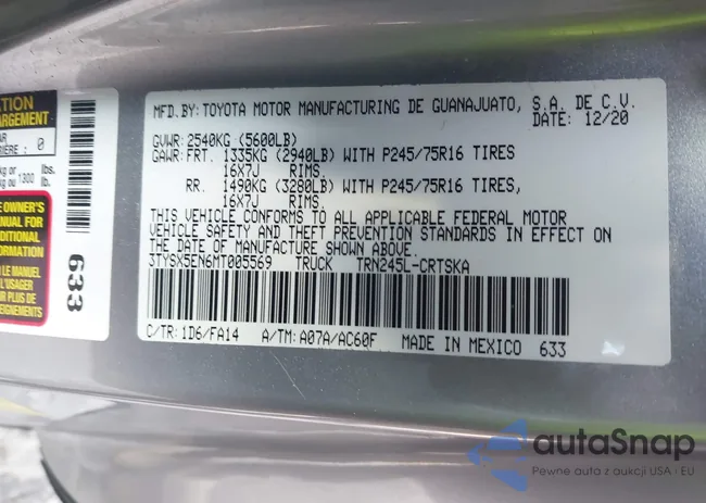 3TYSX5EN6MT005569: 44313584