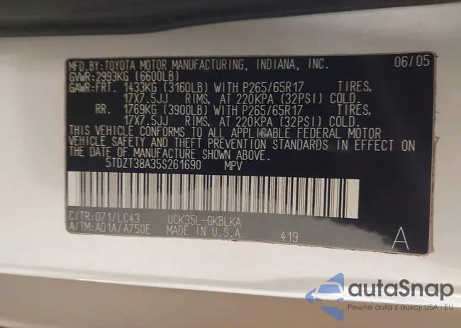 5TDZT38A35S261690: 44312698