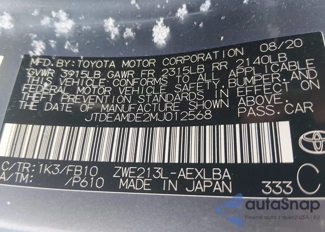JTDEAMDE2MJ012568: 44312732