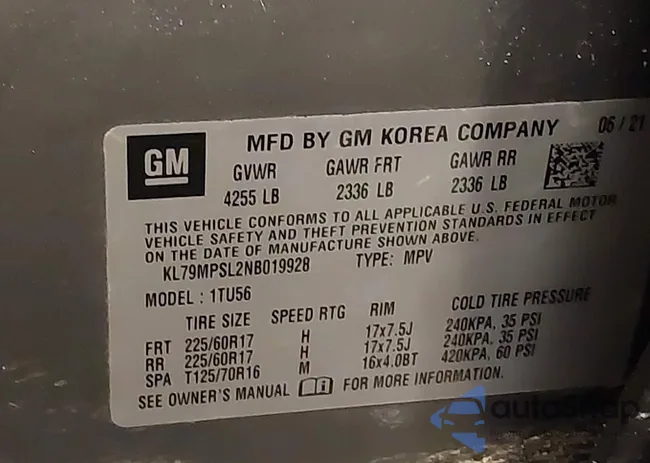 KL79MPSL2NB019928: 44312813