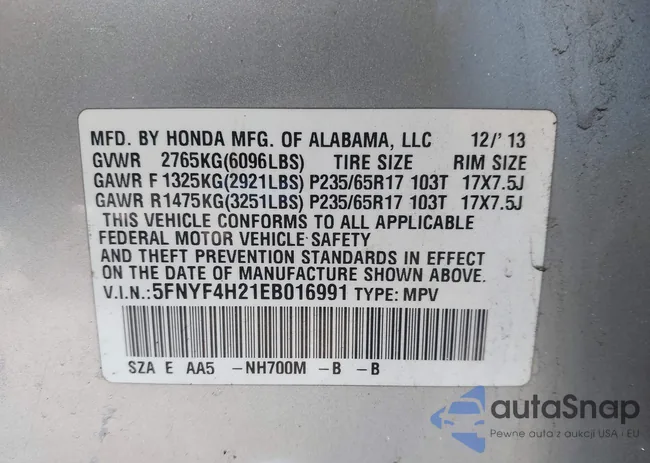 5FNYF4H21EB016991: 44314009