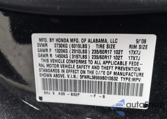 5FNRL38969B010632: 44314026