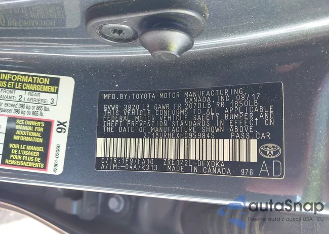 2T1BURHEXHC959845: 44314125