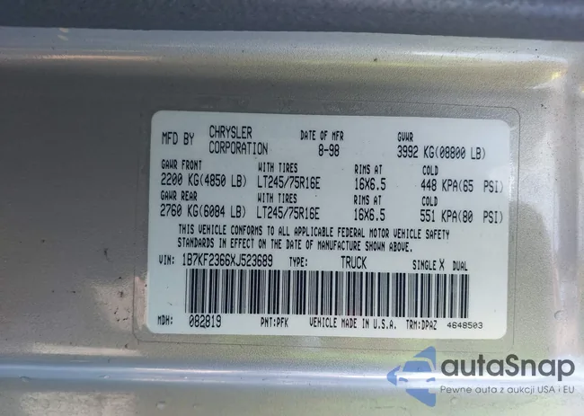 1B7KF2366XJ523689: 44314279