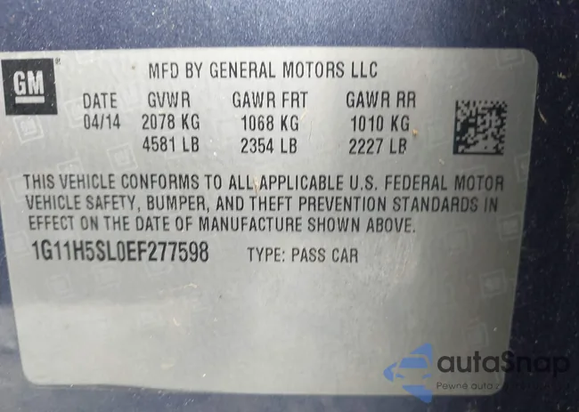 1G11H5SL0EF277598: 44314318