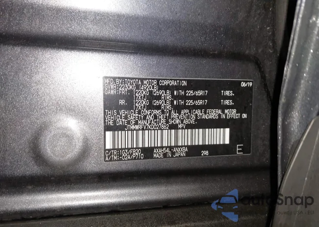 JTMMWRFV7KD027862: 44314327