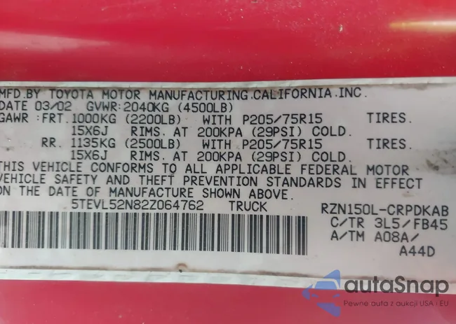 5TEVL52N82Z064762: 44314337