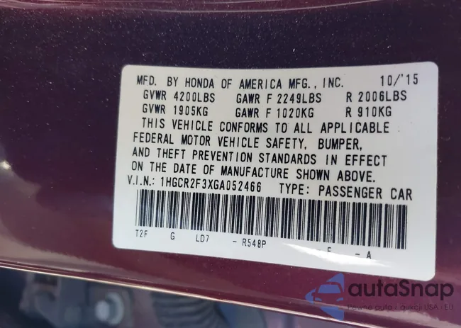 1HGCR2F3XGA052466: 44314508