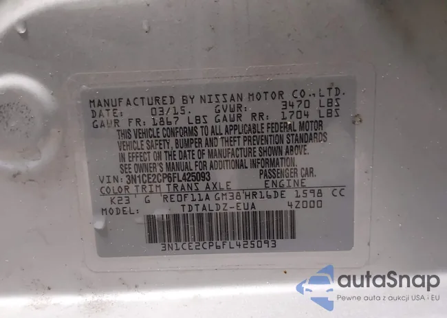 3N1CE2CP6FL425093: 44313596