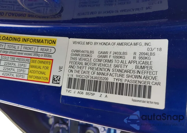 1HGCV2F34JA035200: 44313699