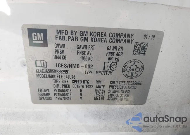 KL4CJASB5KB852991: 44313714