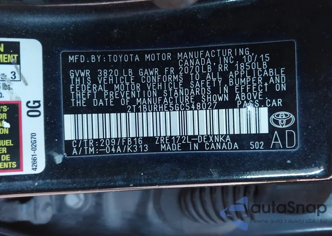 2T1BURHE5GC548027: 44313731