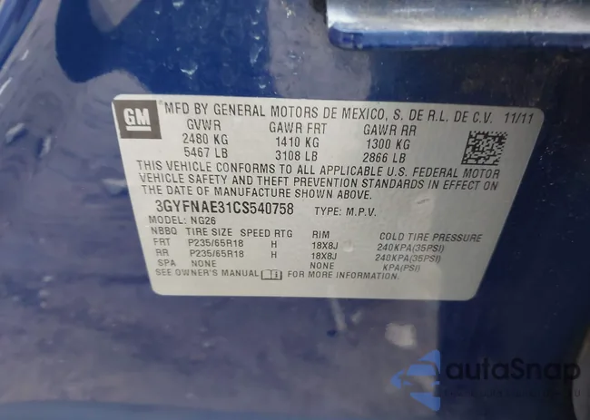 3GYFNAE31CS540758: 44313856