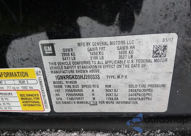 1GNKRGKD3HJ260333: 44313982