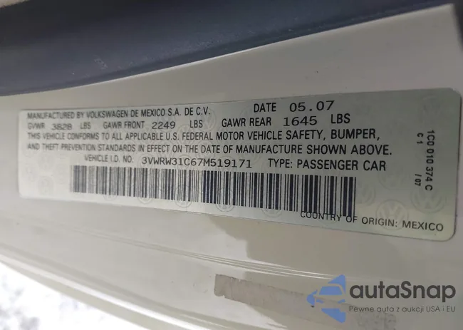 3VWRW31C67M519171: 44315007