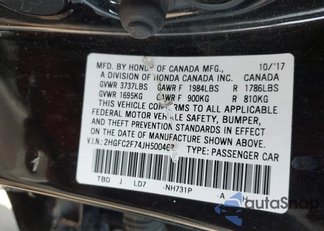 2HGFC2F74JH500467: 44315036