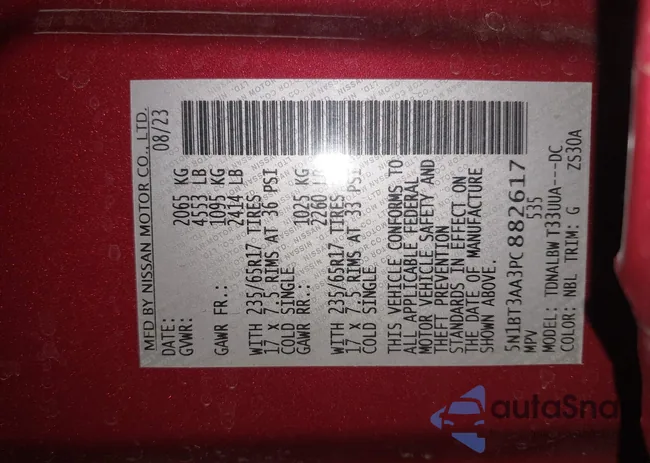 5N1BT3AA3PC882617: 44315045