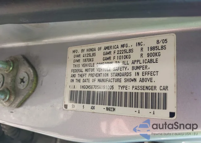 1HGCM56705A191005: 44315111