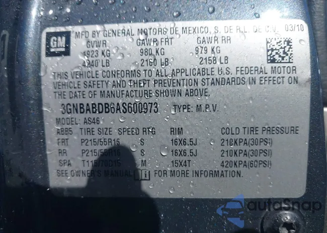 3GNBABDB6AS600973: 44315293