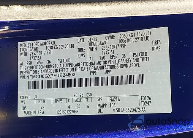 1FMCU0GX7FUB24803: 44315308