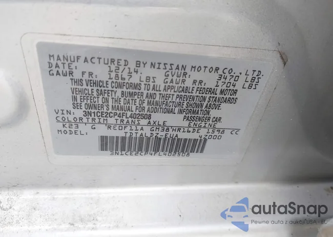 3N1CE2CP4FL402508: 44315321