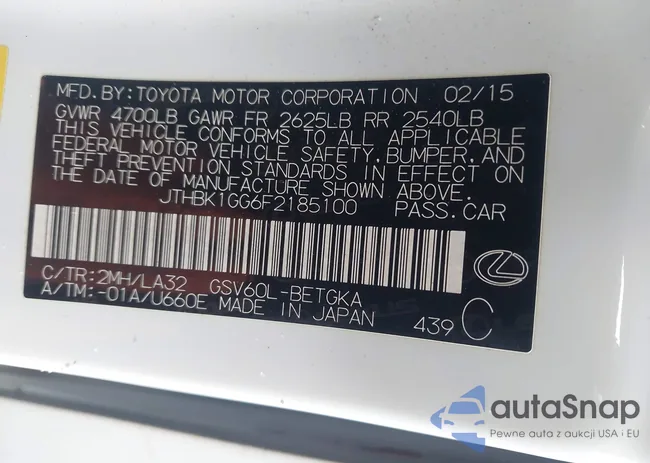 JTHBK1GG6F2185100: 44315501