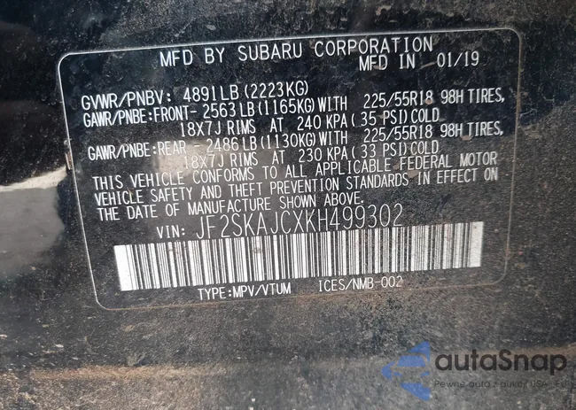 JF2SKAJCXKH499302: 44314640