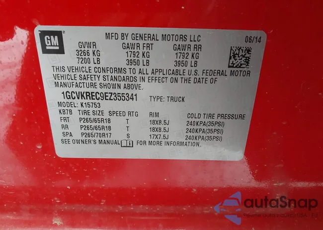 1GCVKREC9EZ355341: 44314663