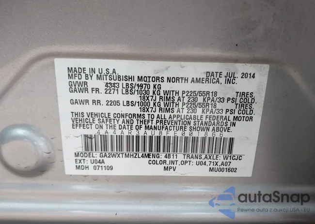 4A4AR3AU8FE001866: 44316076