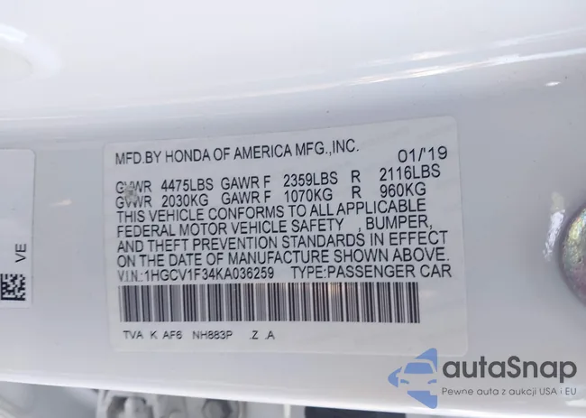 1HGCV1F34KA036259: 44316096