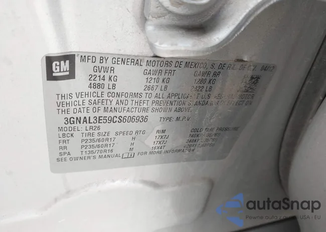 3GNAL3E59CS606936: 44316281