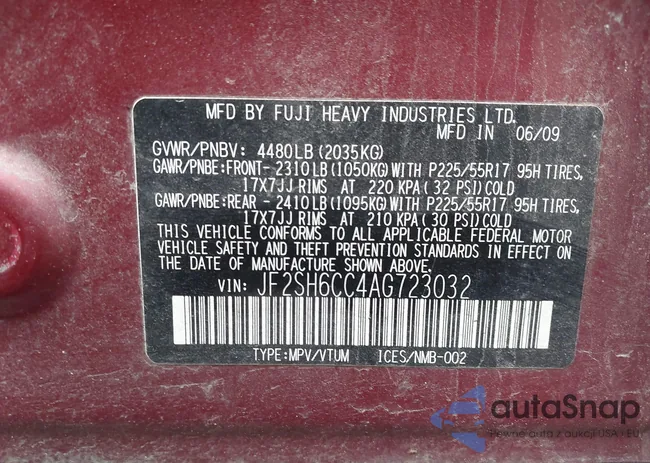 JF2SH6CC4AG723032: 44316355