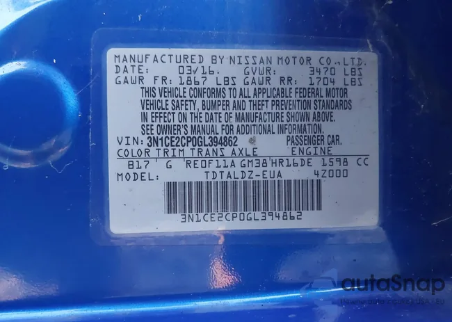 3N1CE2CP0GL394862: 44316360