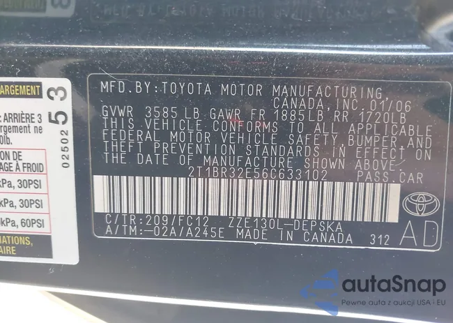 2T1BR32E56C633102: 44316537