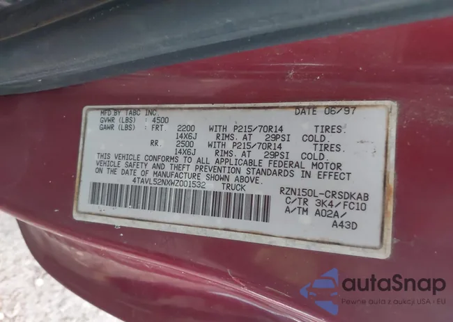 4TAVL52NXWZ001532: 44316549