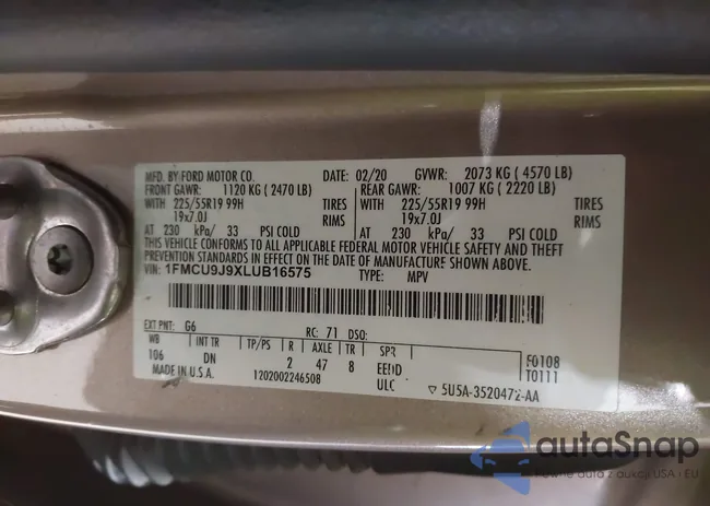 1FMCU9J9XLUB16575: 44316550