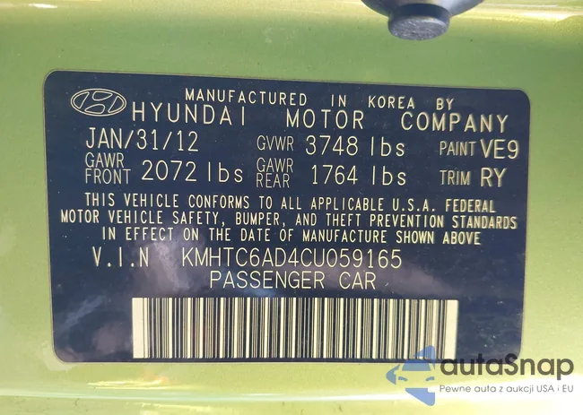 KMHTC6AD4CU059165: 44316560