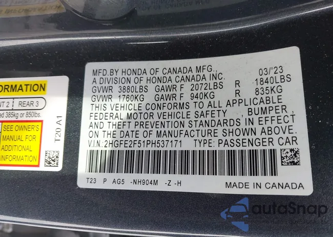 2HGFE2F51PH537171: 44315736