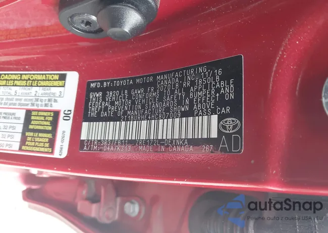 2T1BURHE4HC807009: 44315750