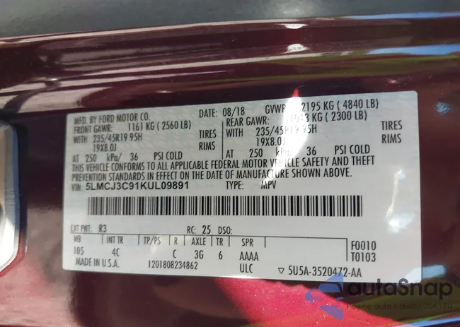 5LMCJ3C91KUL09891: 44317018