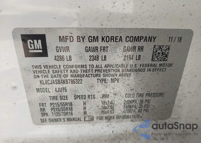 KL4CJASB4KB786322: 44317193