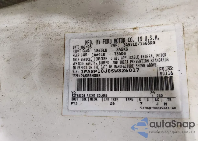 1FASP10J0SW326017: 44317301