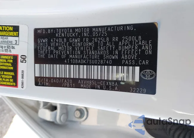 4T1DBADK7SU028740: 44317392