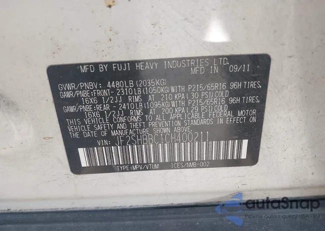 JF2SHBBC1CH400211: 44317390