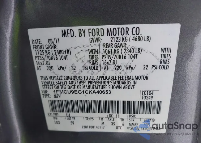 1FMCU9EG1CKA40653: 44317526