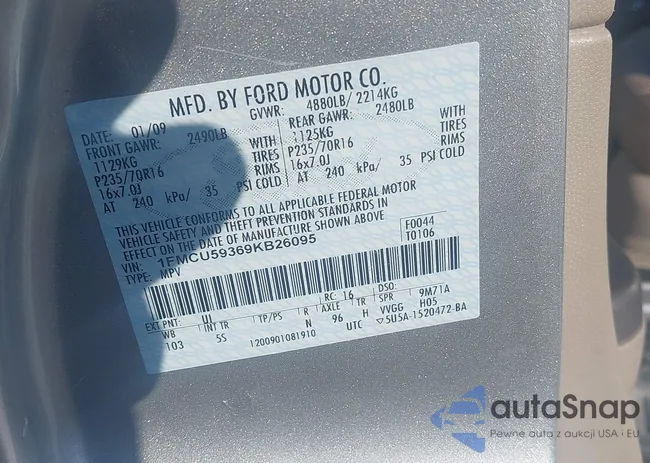 1FMCU59369KB26095: 44316911