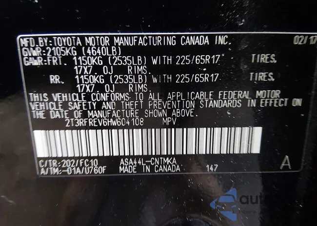 2T3RFREV6HW604108: 44316957